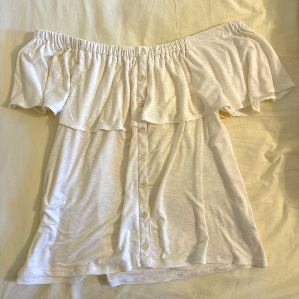Off the shoulder white shirt